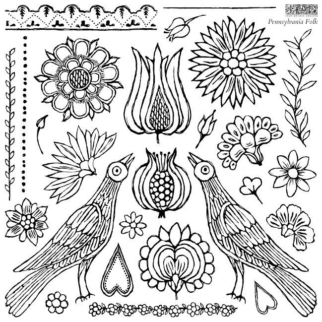 Pennsylvania Folk 12 X 12 Stamp - Iron Orchid Designs