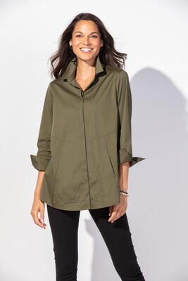 The One Travel Hidden Button Placket Shirt - Small - Olive - Habitat
