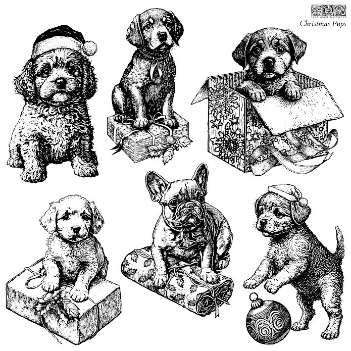 Christmas Pups IOD Stamp Iron Orchid Designs