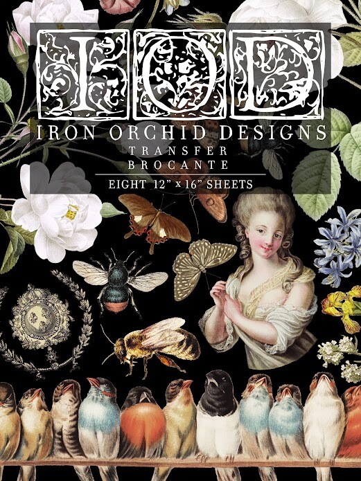 Brocante Transfer Eight 12&quot; X 16&quot; Sheets - Iron Orchid Designs