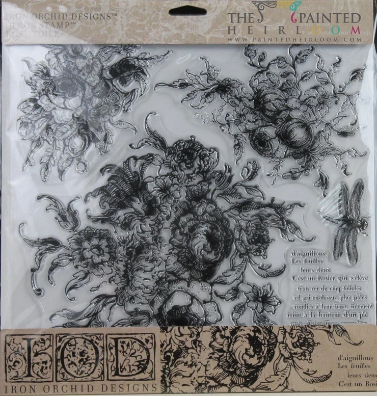Rose Toile Decor Stamp 12x12 - Iron Orchid Designs
