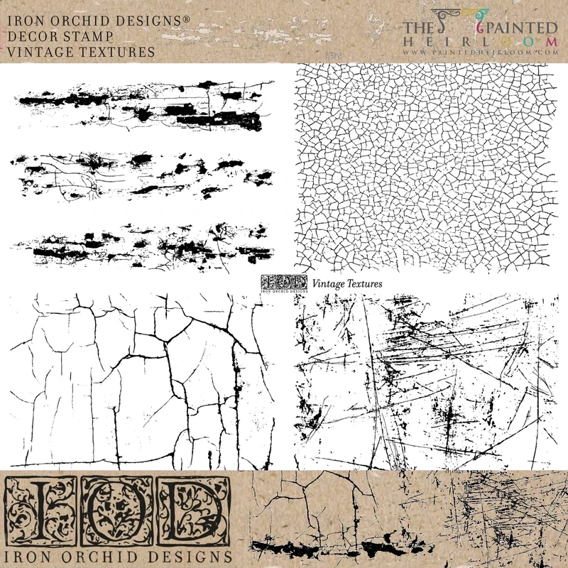 Vintage Textures 12x12 Decor Stamp - Iron Orchid Designs