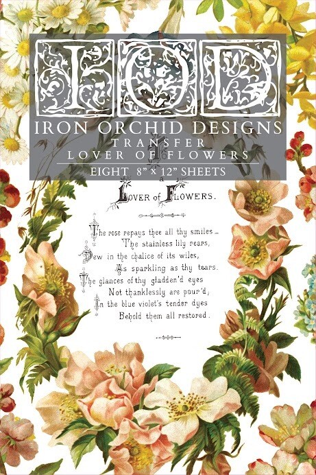 Lover Of Flowers Transfer  8&quot; X12&quot; 8 Sheets Iron Orchid Transfer