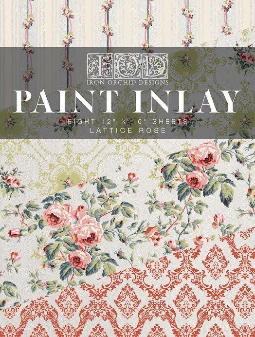 Lattice Rose Paint Inlay 12&quot; X16&quot; 8 Sheets Iron Orchid Designs