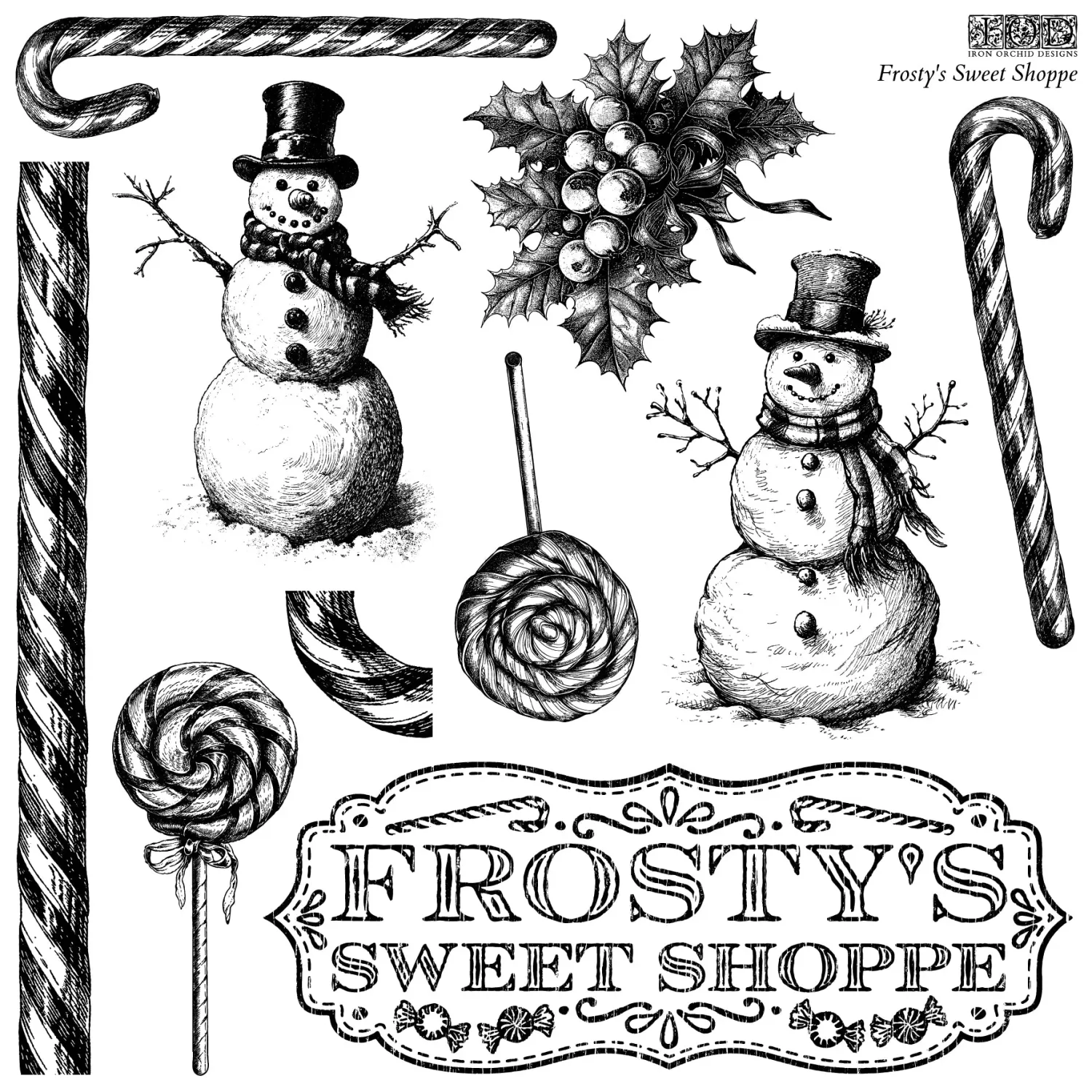 Frosty Sweet Shoppe 12X12 Stamp - Iron Orchid Designs