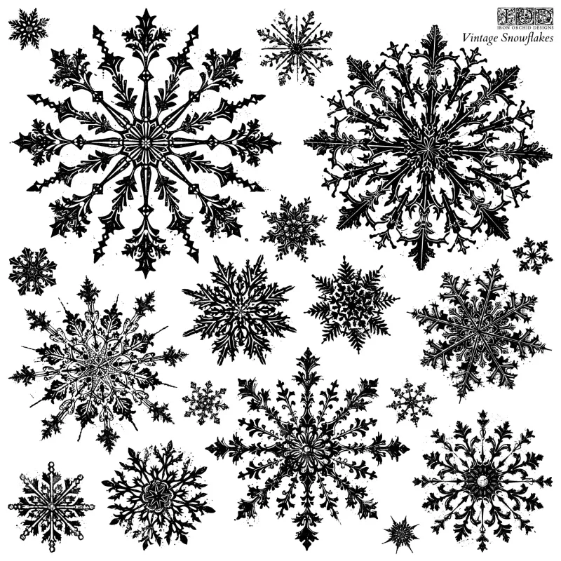 Vintage Snowflakes Stamp 12X12 - Iron Orchid Designs