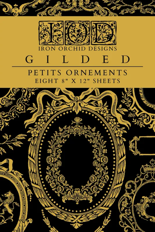 Petits Ornements Gilded Tranfers 8&quot;x12&quot; Sheet - Iron Orchid Designs