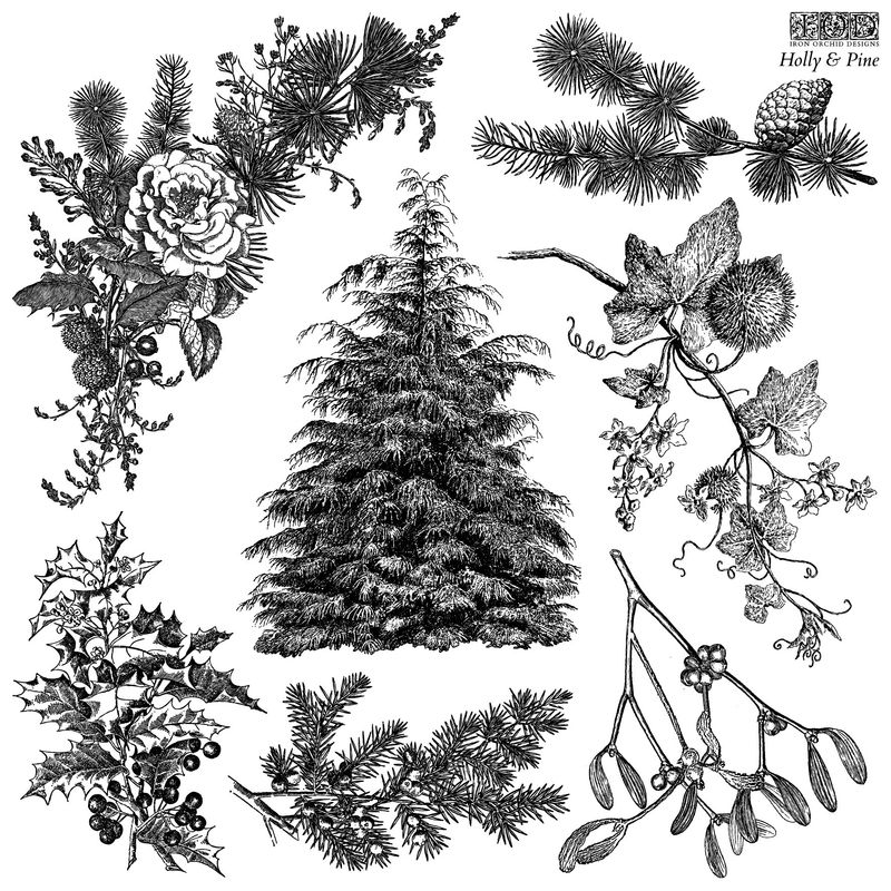 Holly &amp; Pine 12x12 Stamp - Iron Orchid Designs