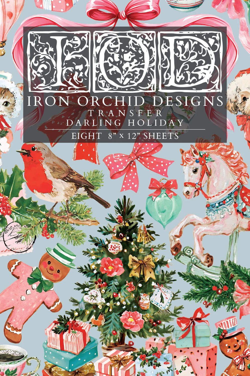 Darling Holiday IOD Transfer 8x12 Pad By Iron Orchid Designs