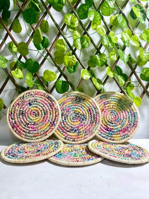 Aislantes de 6” pulgadas tejidos a mano con la fibra natural del junco (sólo pedidos personalizados)