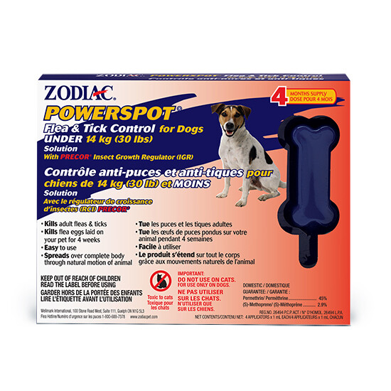 ZODIAC POWERSPOT FLEA & TICK FOR DOGS UNDER 30LB