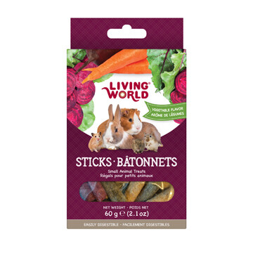 LIVING WORLD SMALL ANIMAL STICKS - VEGETABLE FLAVOUR 60g