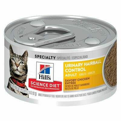 HILL'S SCIENCE DIET CAT ADULT URINARY & HAIRBALL CONTROL SAVORY CHICKEN ENTREE 5.5OZ
