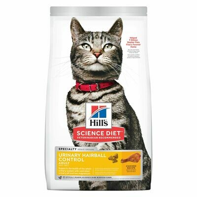 HILL'S SCIENCE DIET CAT - ADULT URINARY HARIBALL CONTROL 15LB