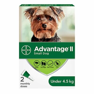 ADVANTAGE II FOR DOGS UNDER 4.5KG 2 DOSE
