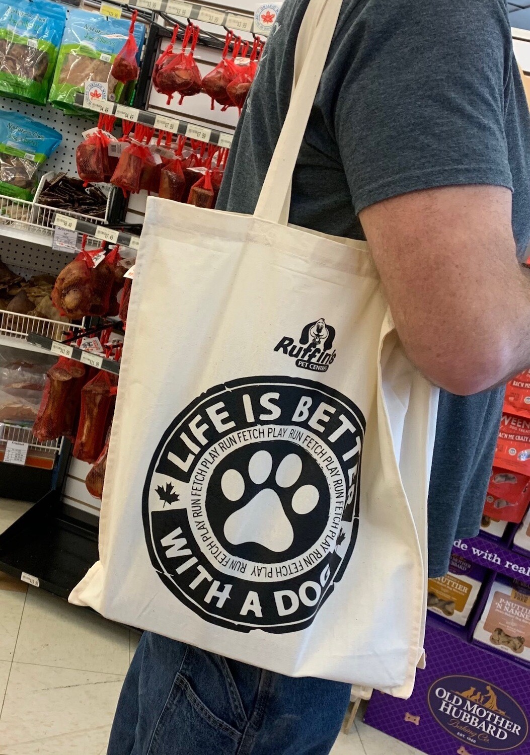 Ruffin's Reusable Tote Bag - Life Is Better With A Dog