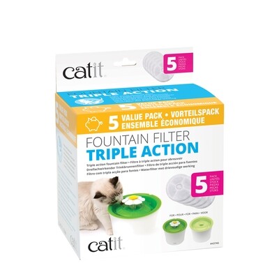 Catit Triple Action Fountain Filter 5pk