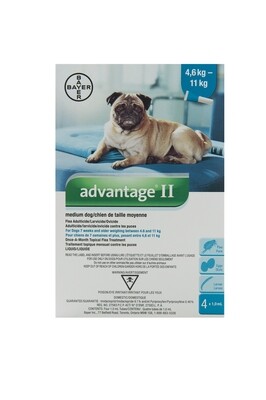 ADVANTAGE II FOR DOGS 4.6KG to 11KG 4 DOSE