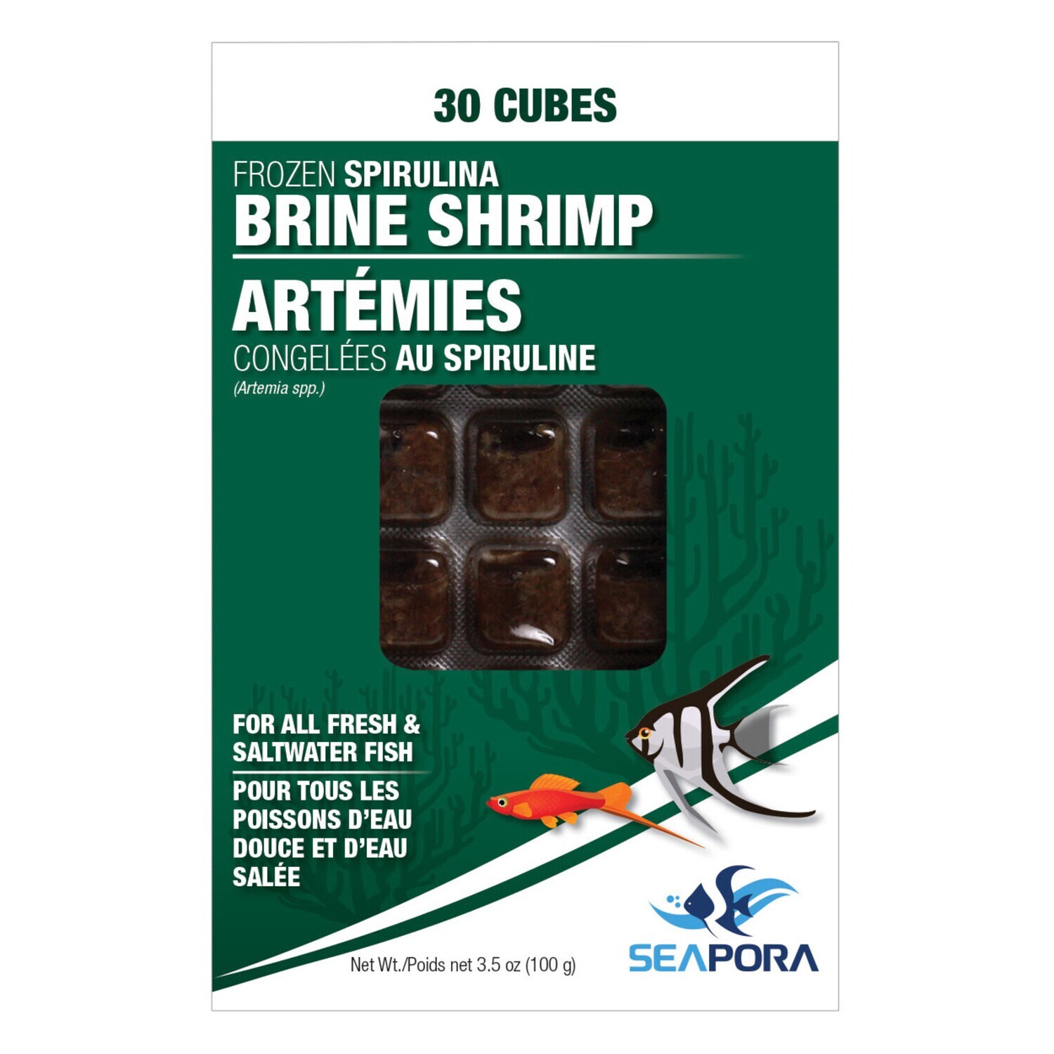 Seapora FR Spirullina Brine Shrimp 30 Cubed 100g