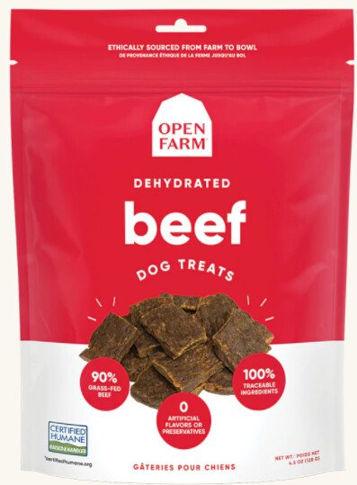 OPEN FARM DEHYDRATED TREAT - GRASS FED BEEF 4.5 OZ