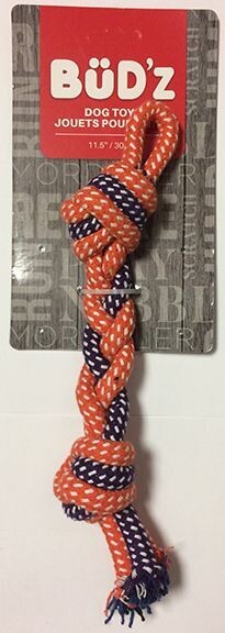 BUD'Z ROPE TOY 2 KNOT PURPLE 11.5"