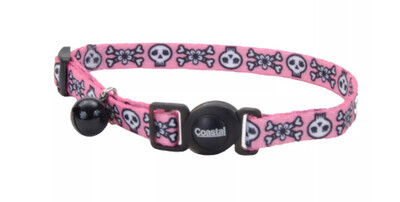 Coastal SafeCat Fashion Cat Collar - Skulls Pink