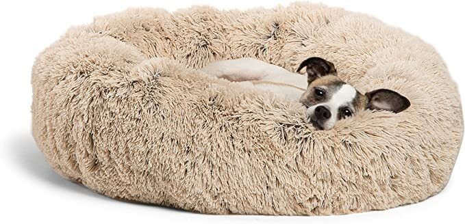 DONUT SHAG FAUX FUR BED TAUPE 23"