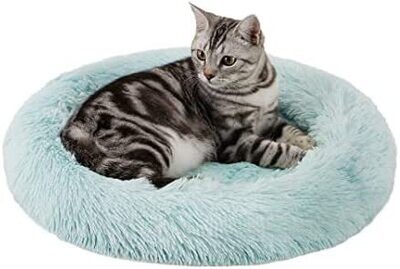OVAL SHAG FAUX FUR BED FROST 21" x 19"
