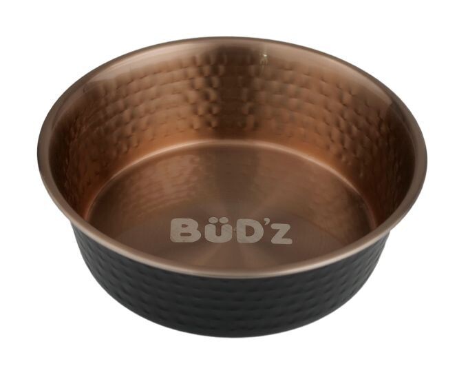BUD'Z STAINLESS STEEL BOWL WITH HAMMERED INTERIOR - COPPER 32 OZ