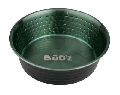 BUD'Z STAINLESS STEEL BOWL WITH HAMMERED INTERIOR - GREEN 10 OZ