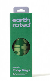 EARTH RATED POOP BAGS - 300 BAGS ON LARGE SINGLE ROLL (LAVNEDER)
