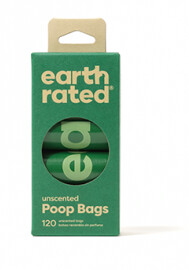 EARTH RATED POOP BAGS - 8 REFILL ROLLS (UNSCENTED)