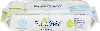 PURE WET PET WIPES 60 COUNT