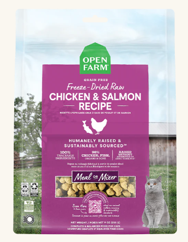 OPEN FARM FREEZE DRIED FOR CATS - CHICKEN & SALMON 3.5 OZ