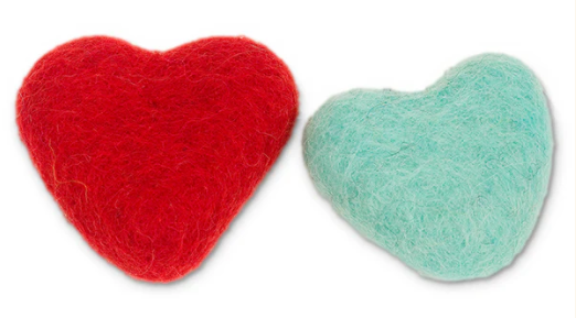 KARMA CAT WOOL FELT TOYS 2 PACK - HEARTS