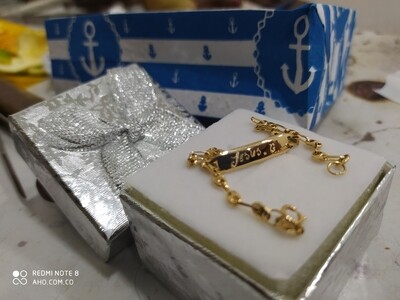 Pulsera Niños con placa en Oro 18K