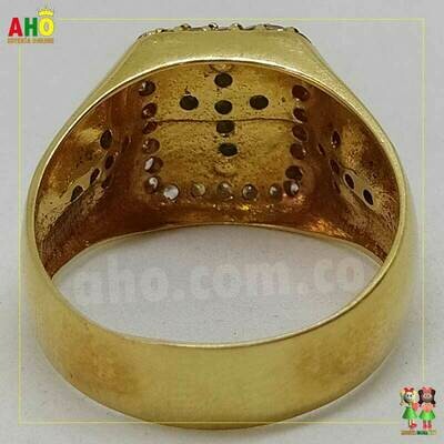 Anillo Cruz Verde Oro18k