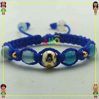 Pulsera Tejida Macrame Con Piedras Naturales Oro18k