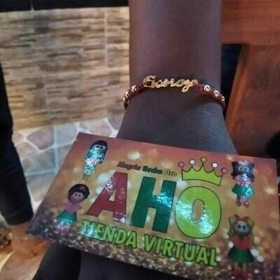 Pulsera Tejida Macrame Con Letras y Nombres en Oro18k
