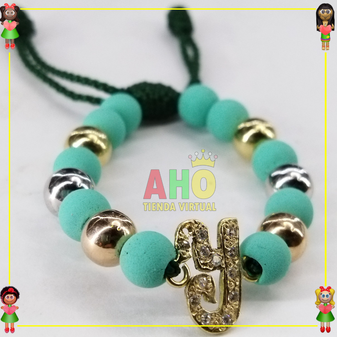 Pulsera Tejida Macrame Con Letras y Nombres en Oro18k