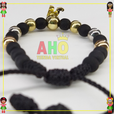 Pulsera Tejida Macrame Con Letras y Nombres en Oro18k
