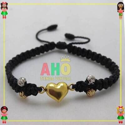 Pulsera Tejida Macrame Con Dije Oro18k