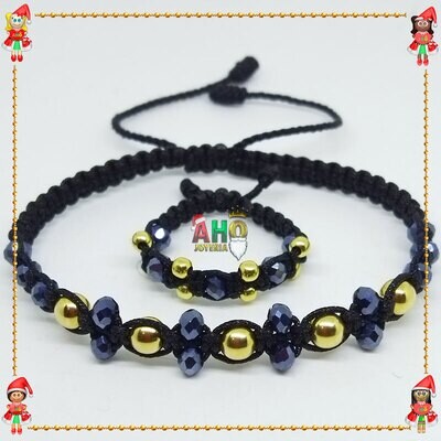 Pulsera y Anillo Macrame Oro18k