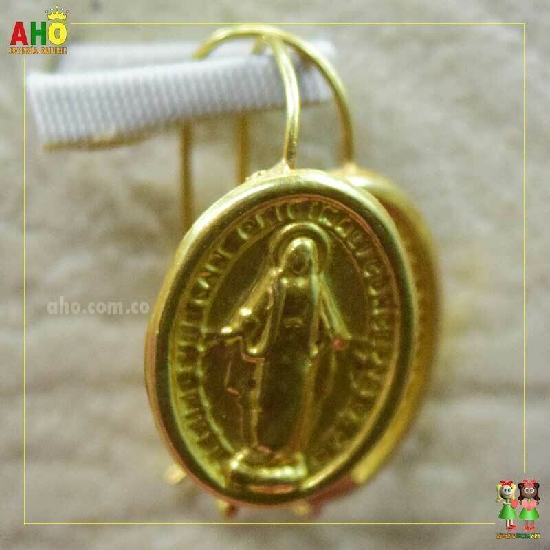 Aretes Virgen Maria Oro18K
