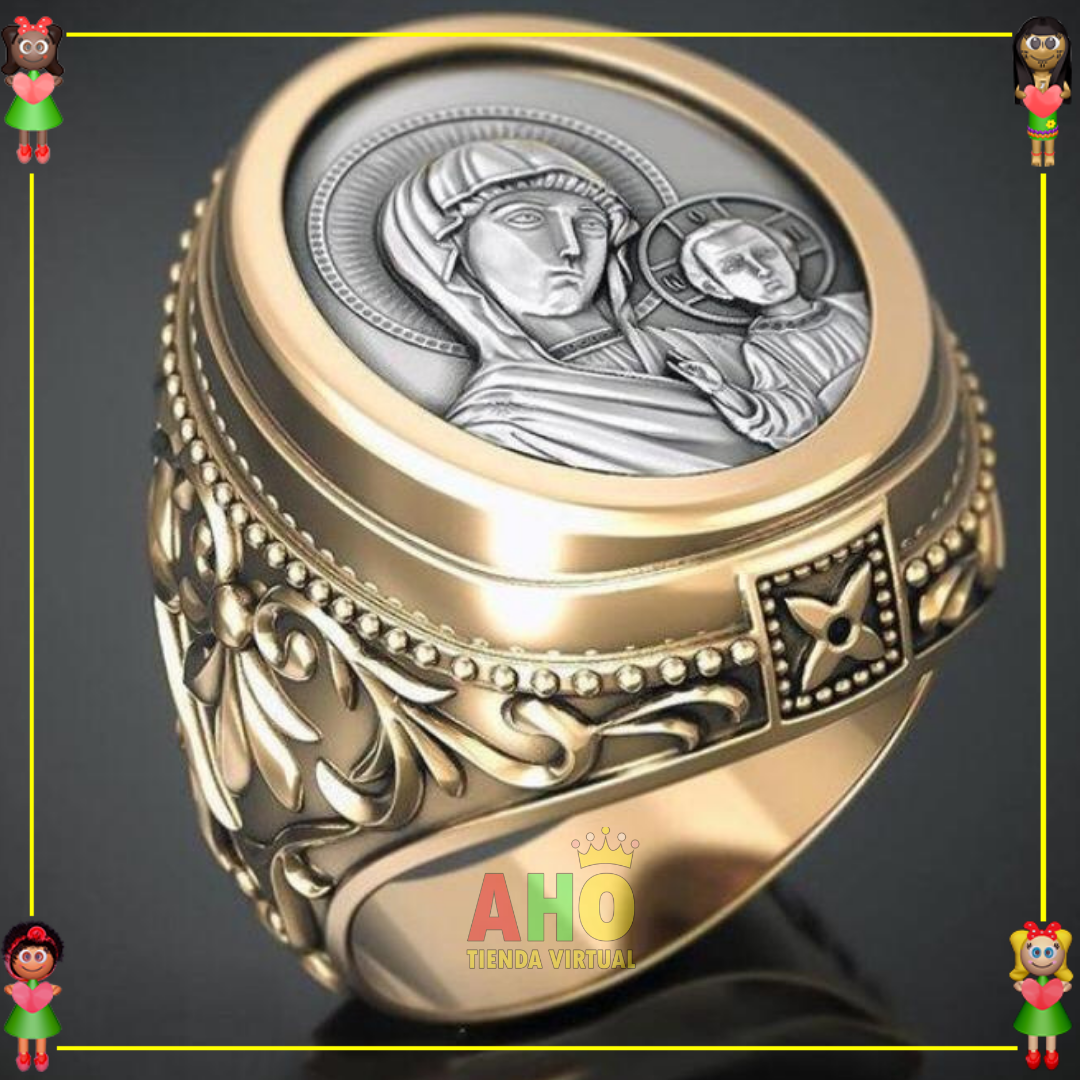 Anillo Virgen 3 Oros para Hombre Oro18k