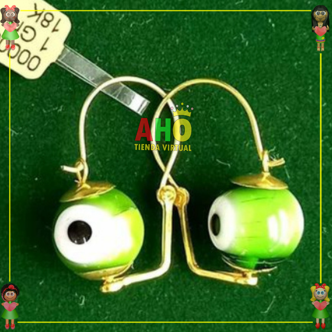 Aretes bola Ojo Turco Oro18k