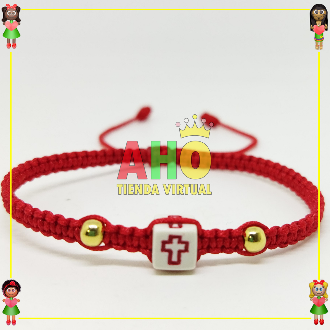 Pulsera Tejida Macrame Con Letras Acrilicas Oro18k