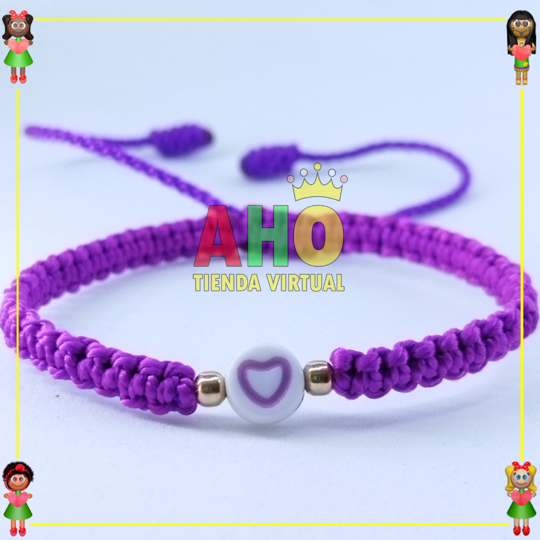 Pulsera Tejida Macrame Con Letras Acrilicas Oro18k