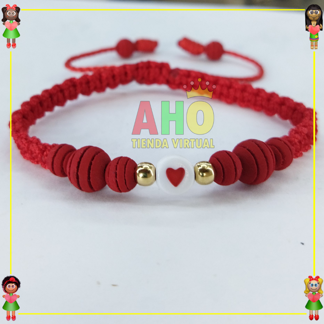 Pulsera Tejida Macrame Con Letras Acrilicas Oro18k