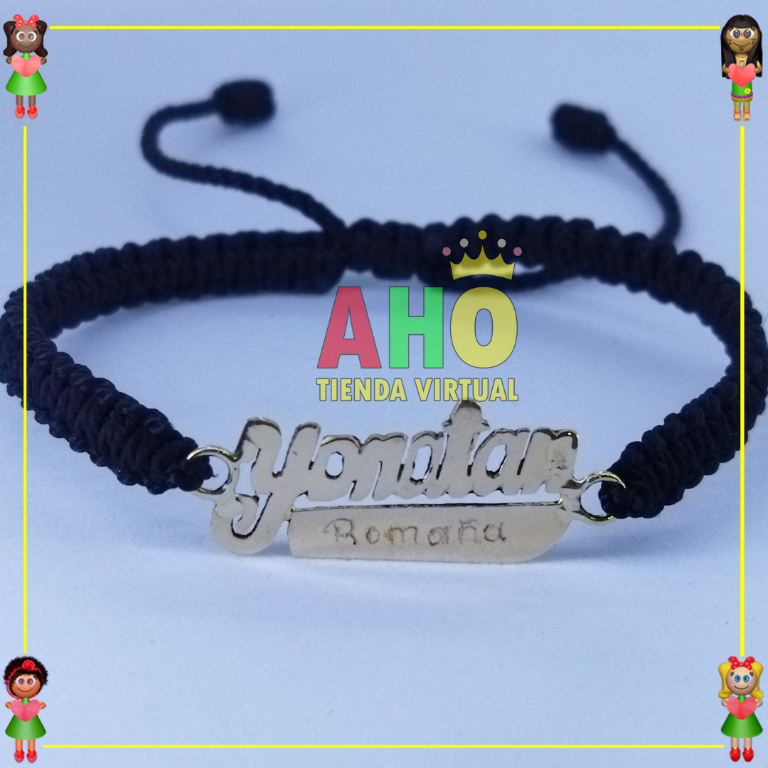 Pulsera Tejida Macrame Con Letras y Nombres en Oro18k